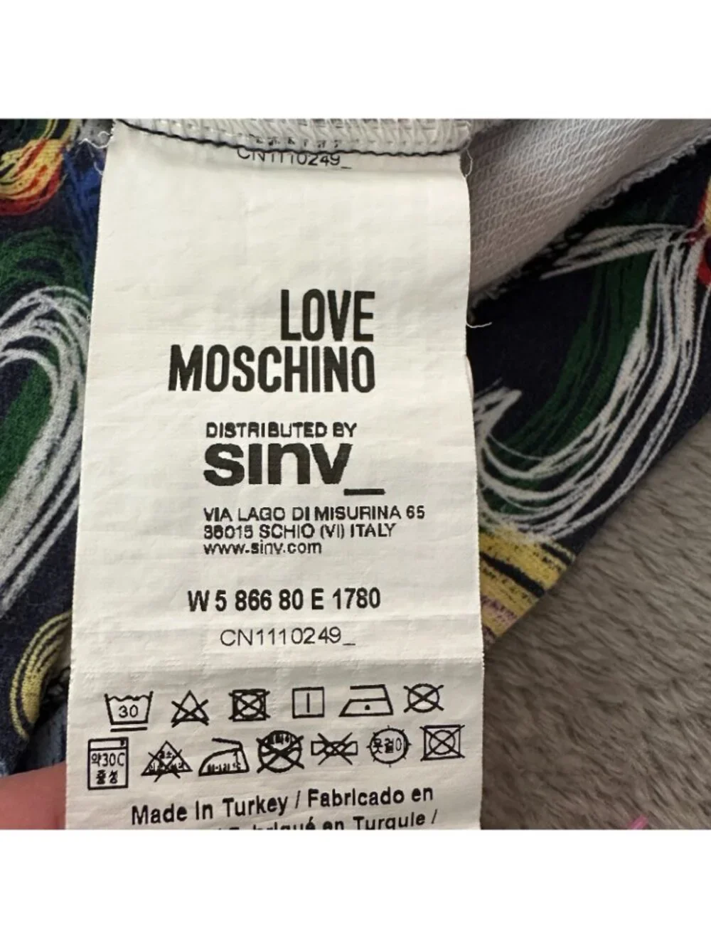 Love Moschino Multi Heart Tee Shirt Mini Dress Short Sleeve Womens size 2